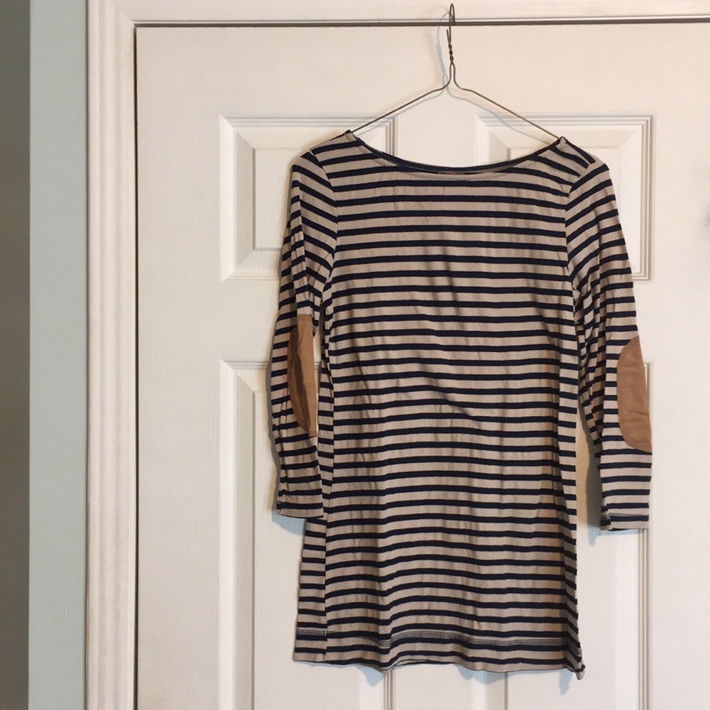 Long Striped Top with elbow patches Small